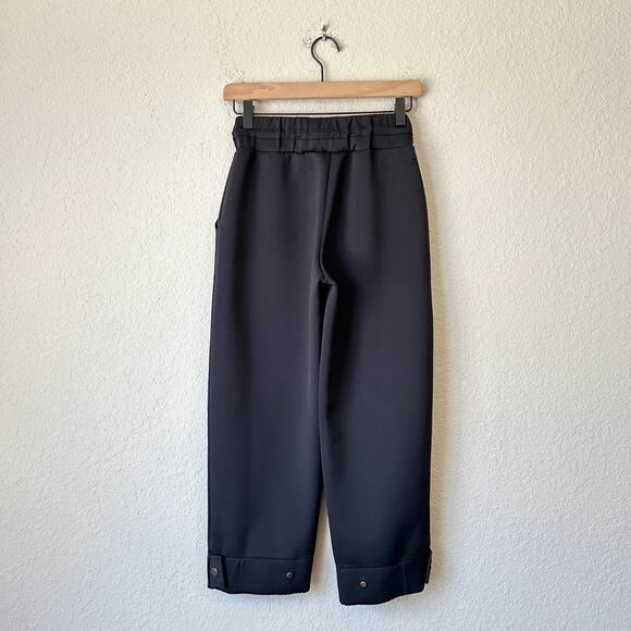 A DAY Trouser Pants Black MR Straight Leg Capri Stretch Minimalist - Picture 2 of 12